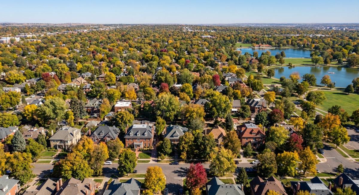 Belcaro Denver near Washington Park aerial view