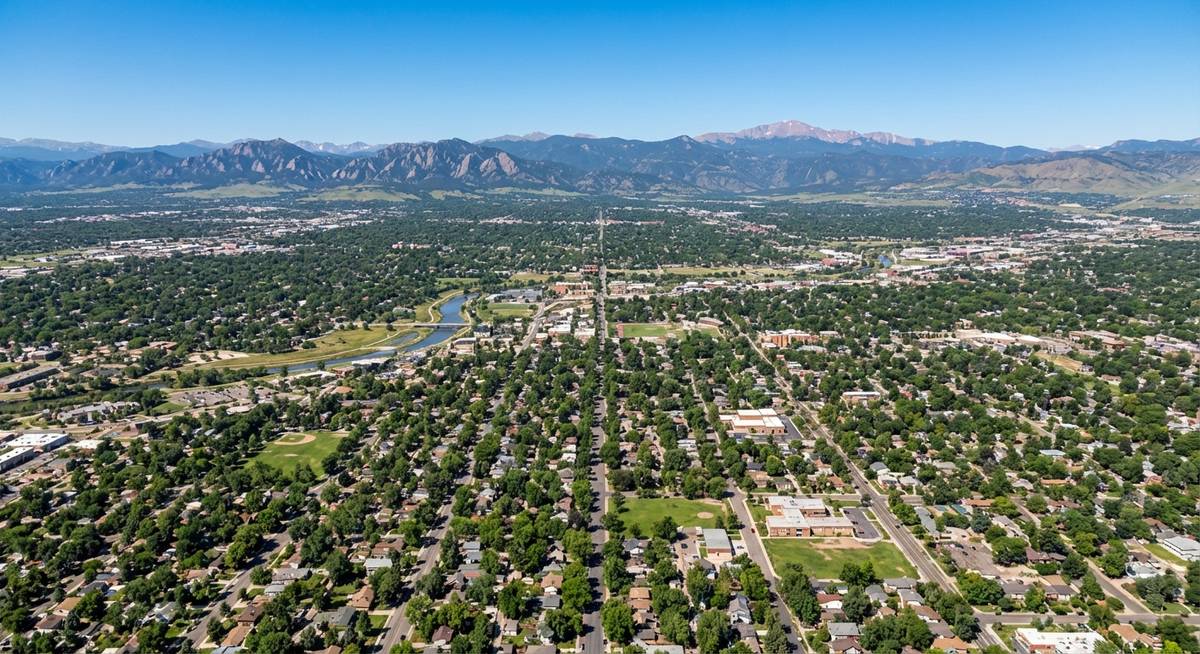 Aerial view of South Denver Colorado neighborhoods