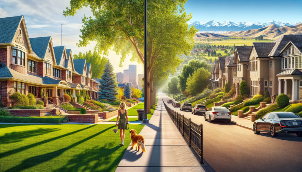 Belcaro neighborhood tree-lined street with brick homes compared to a Cherry Hills Village luxury estate with mountain views