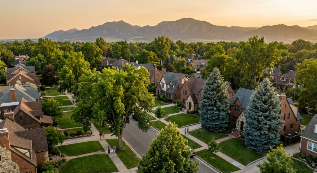Bonnie Brae and Observatory Park neighborhoods in South Denver - brick Tudor homes with tree-lined streets
