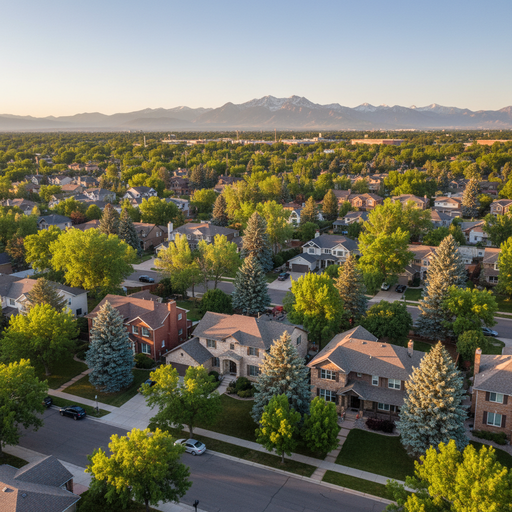 Observatory Park vs University Hills South Denver neighborhood comparison aerial view