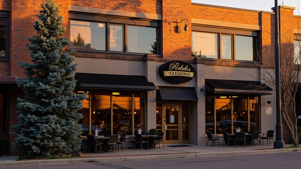 Steakhouse 10 exterior at golden hour in South Denver Colorado